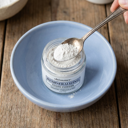 Shimmer powder being scooped