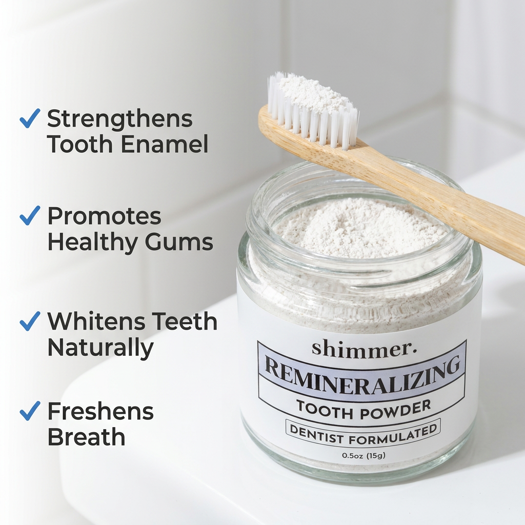 Shimmer with bamboo brush and powder